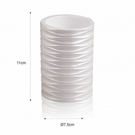 Set bagno  RIBBED realizzato in Poliresina Bianca opaca