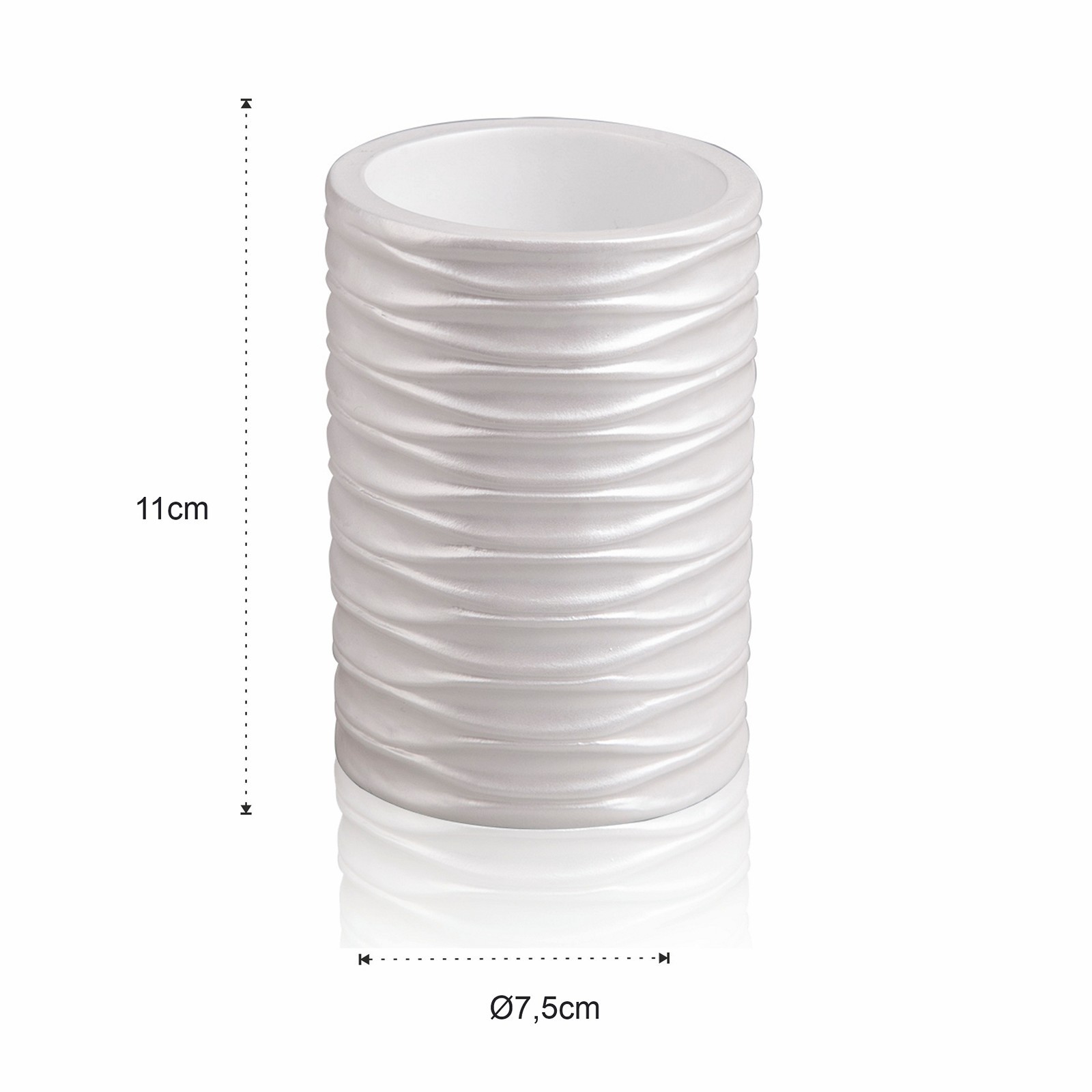 Set bagno  RIBBED realizzato in Poliresina Bianca opaca