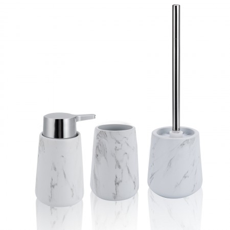 Set bagno  SLEEK realizzato in ceramica effetto Marmo Bianco opaco