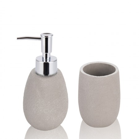 Set bagno  TADAO realizzato in Poliresina effetto cemento colore Grigio
