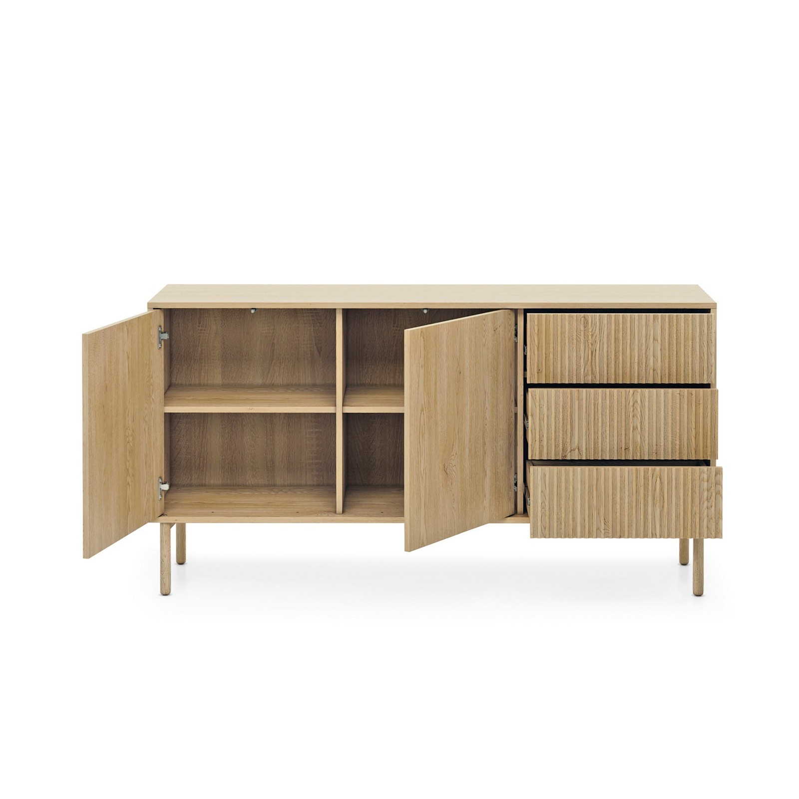 Madia LARISA 2 ante 3 cassetti struttura finitura Rovere cm H79,8 L153,5 P39,5