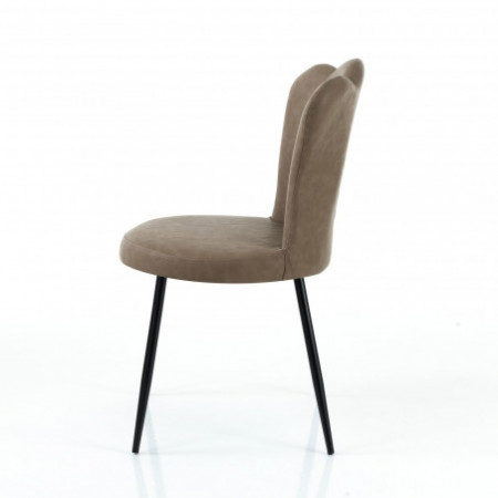 Set 4 Sedie Britta Old Sand in pelle sintetica effetto invecchiato Tortora e metallo Nero opaco, 52x55xh90 cm