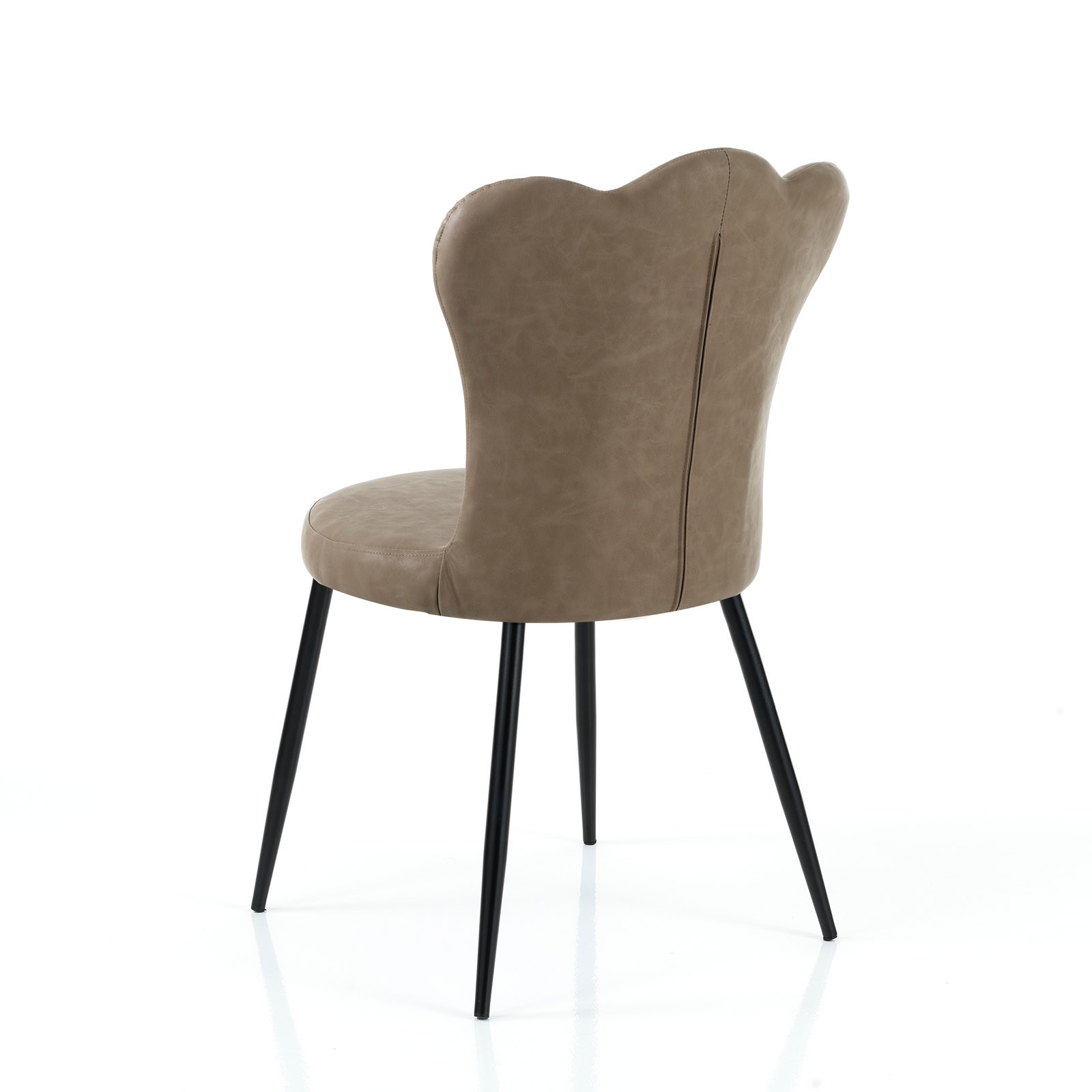 Set 4 Sedie Britta Old Sand in pelle sintetica effetto invecchiato Tortora e metallo Nero opaco, 52x55xh90 cm