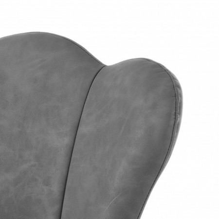 Set 4 Sedie Britta Old Grey in pelle sintetica effetto invecchiato Grigia e metallo Nero opaco, 52x55xh90 cm