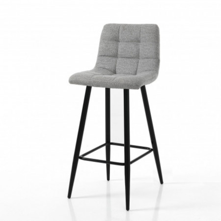 Sgabello ISLA LIGHT GREY HOME tessuto Grigio chiaro  struttura metallo Nero cm H91 L44 P50 seduta H65