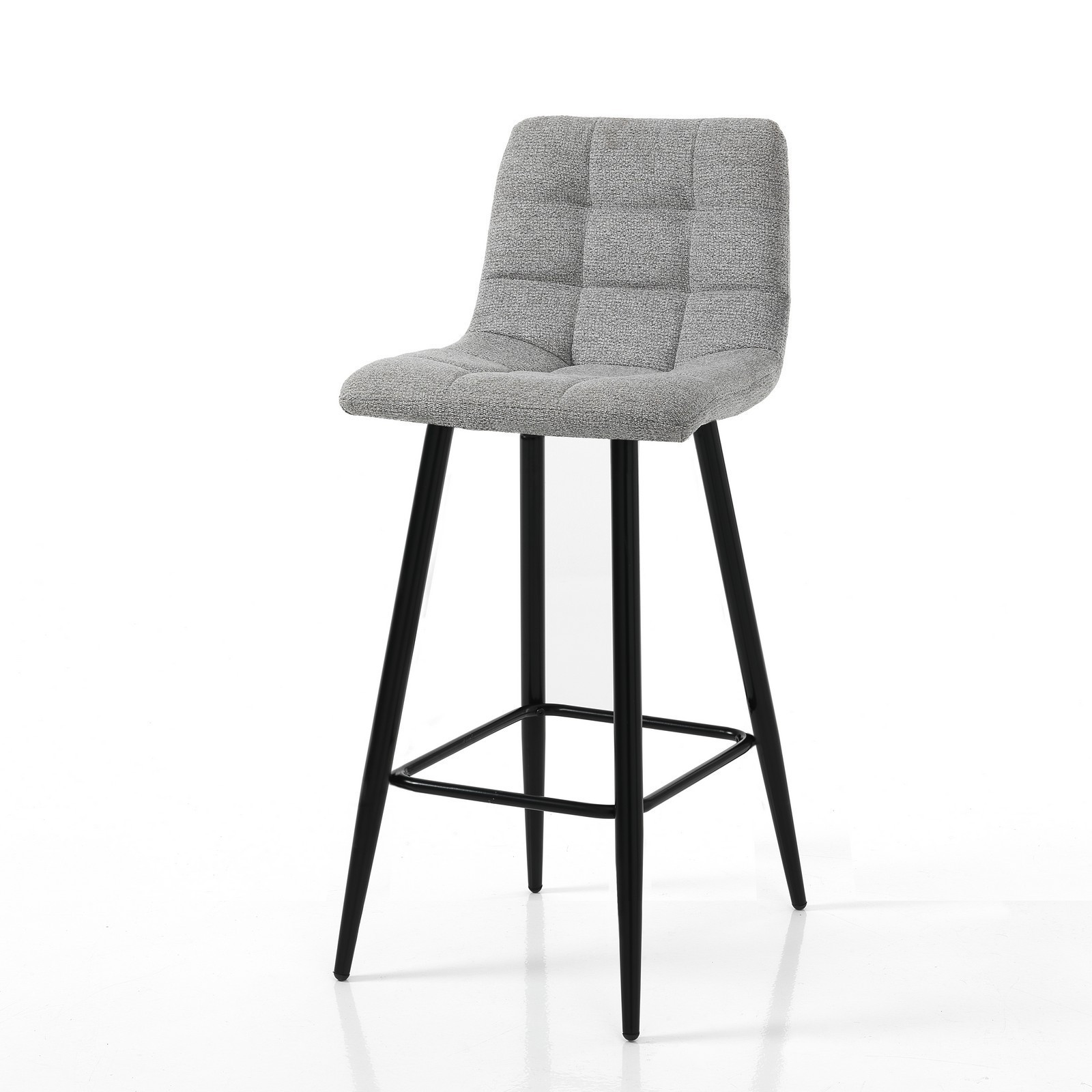 Sgabello ISLA LIGHT GREY HOME tessuto Grigio chiaro  struttura metallo Nero cm H91 L44 P50 seduta H65