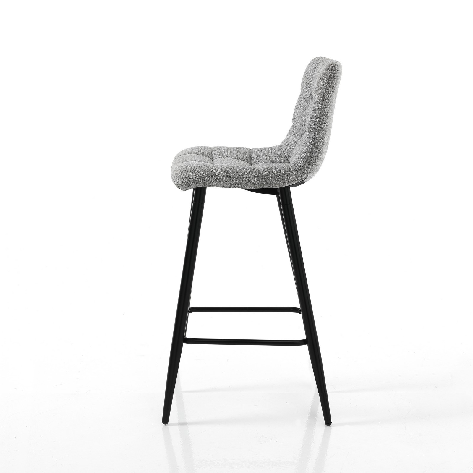 Set 2 Sgabelli ISLA LIGHT GREY HOME tessuto Grigio chiaro  struttura metallo Nero cm H91 L44 P50 seduta H65