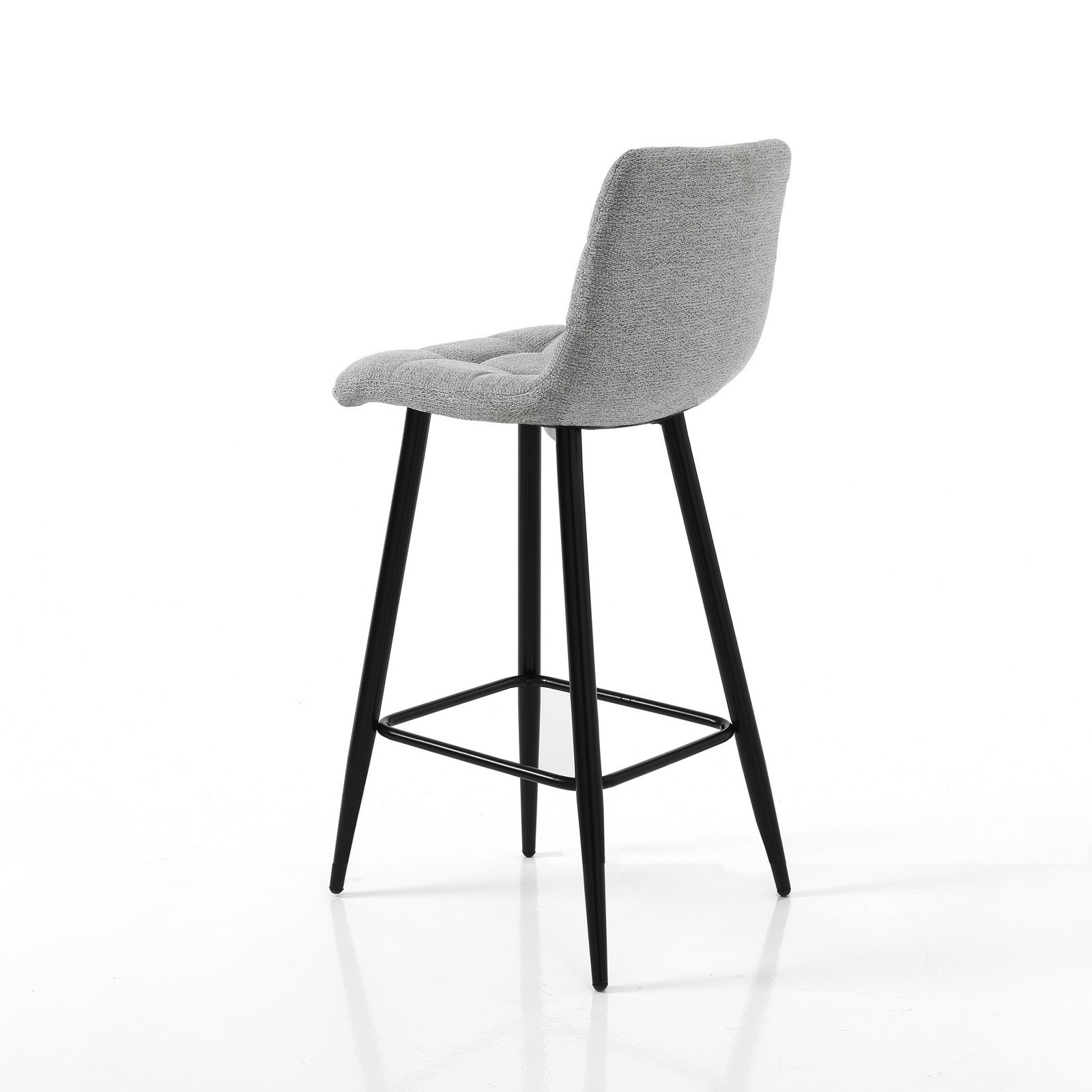 Set 2 Sgabelli ISLA LIGHT GREY HOME tessuto Grigio chiaro  struttura metallo Nero cm H91 L44 P50 seduta H65