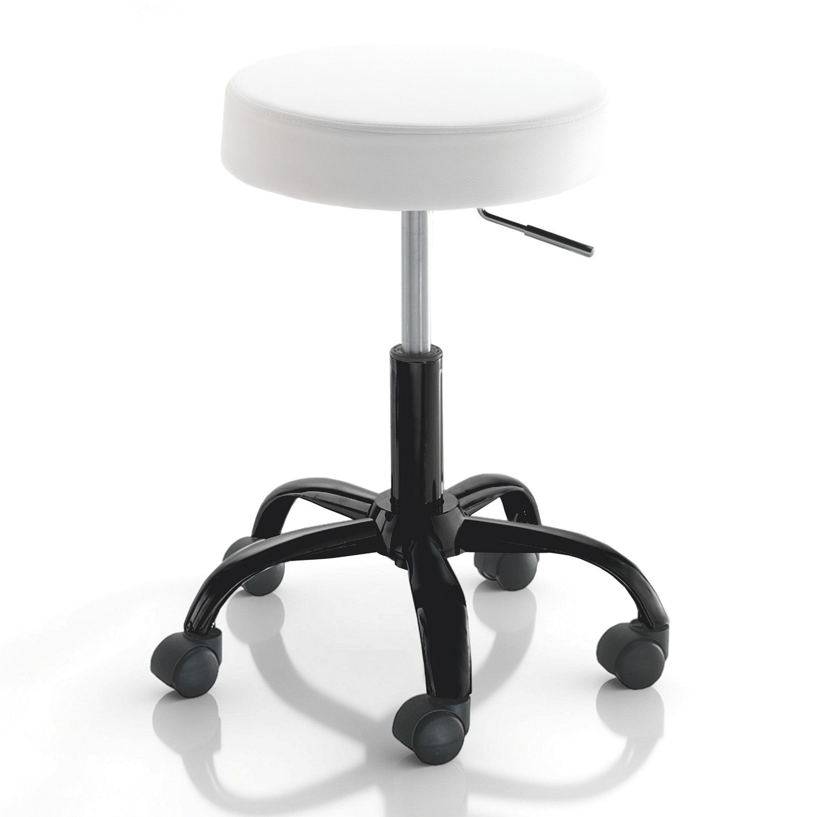 Sgabello CLOE BIANCO / NERO seduta regolabile cm H46-60 D50