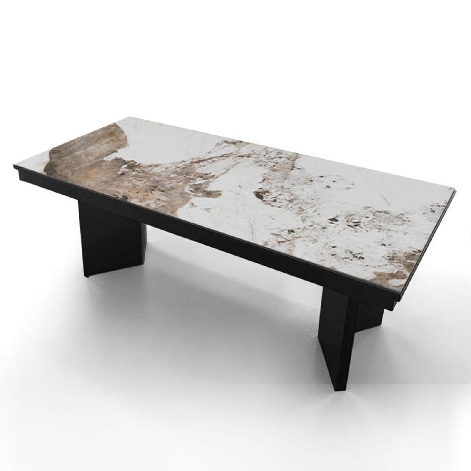 Tavolo allungabile MOMO MARMO ONICE GRIGIO basamento metallo Grigio piano ceramica finitura marmo cm H75 P100 L200/258/316/374