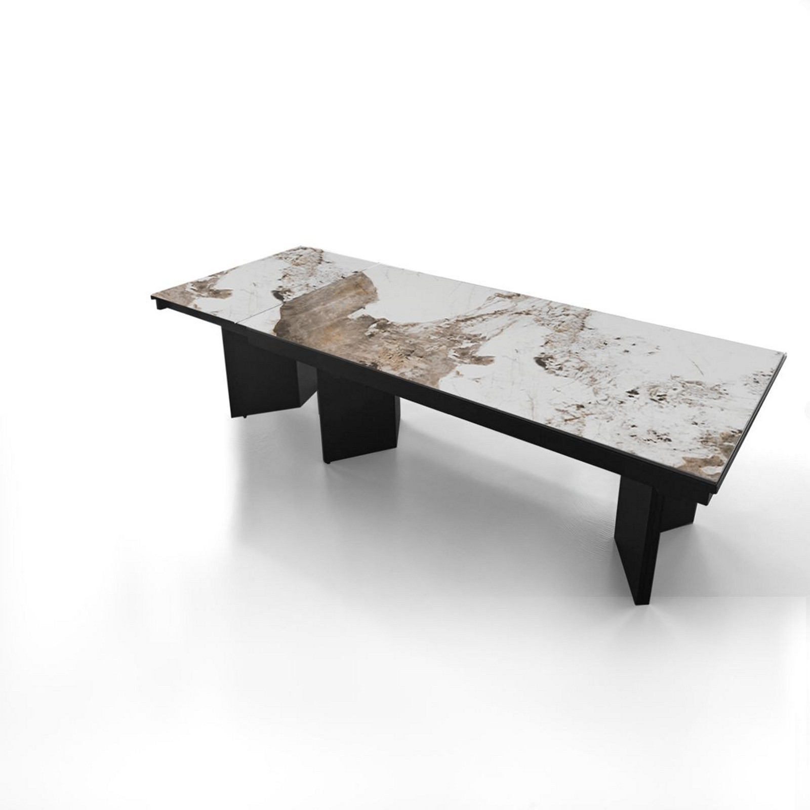 Tavolo allungabile MOMO MARMO ONICE GRIGIO basamento metallo Grigio piano ceramica finitura marmo cm H75 P100 L200/258/316/374