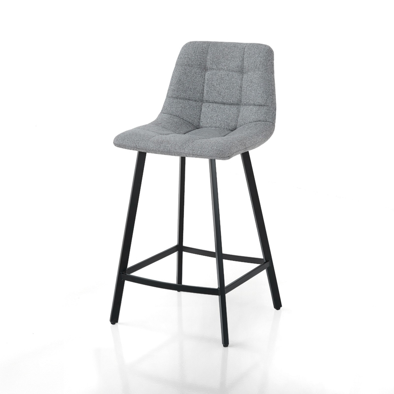 Sgabello imbottito NEW UNITY  HOME tessuto di colore Grigio gambe acciaio Nero opaco L43 P48 H90