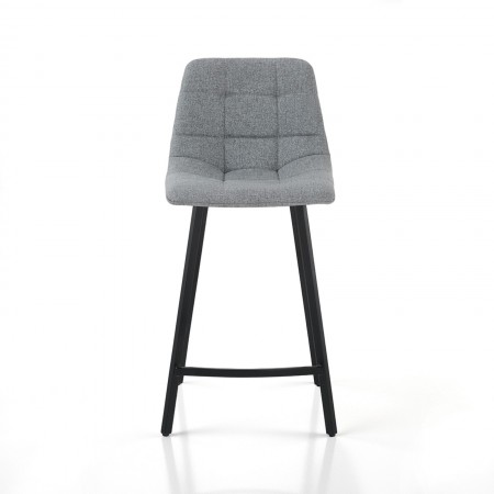 Sgabello imbottito NEW UNITY  HOME tessuto di colore Grigio gambe acciaio Nero opaco L43 P48 H90