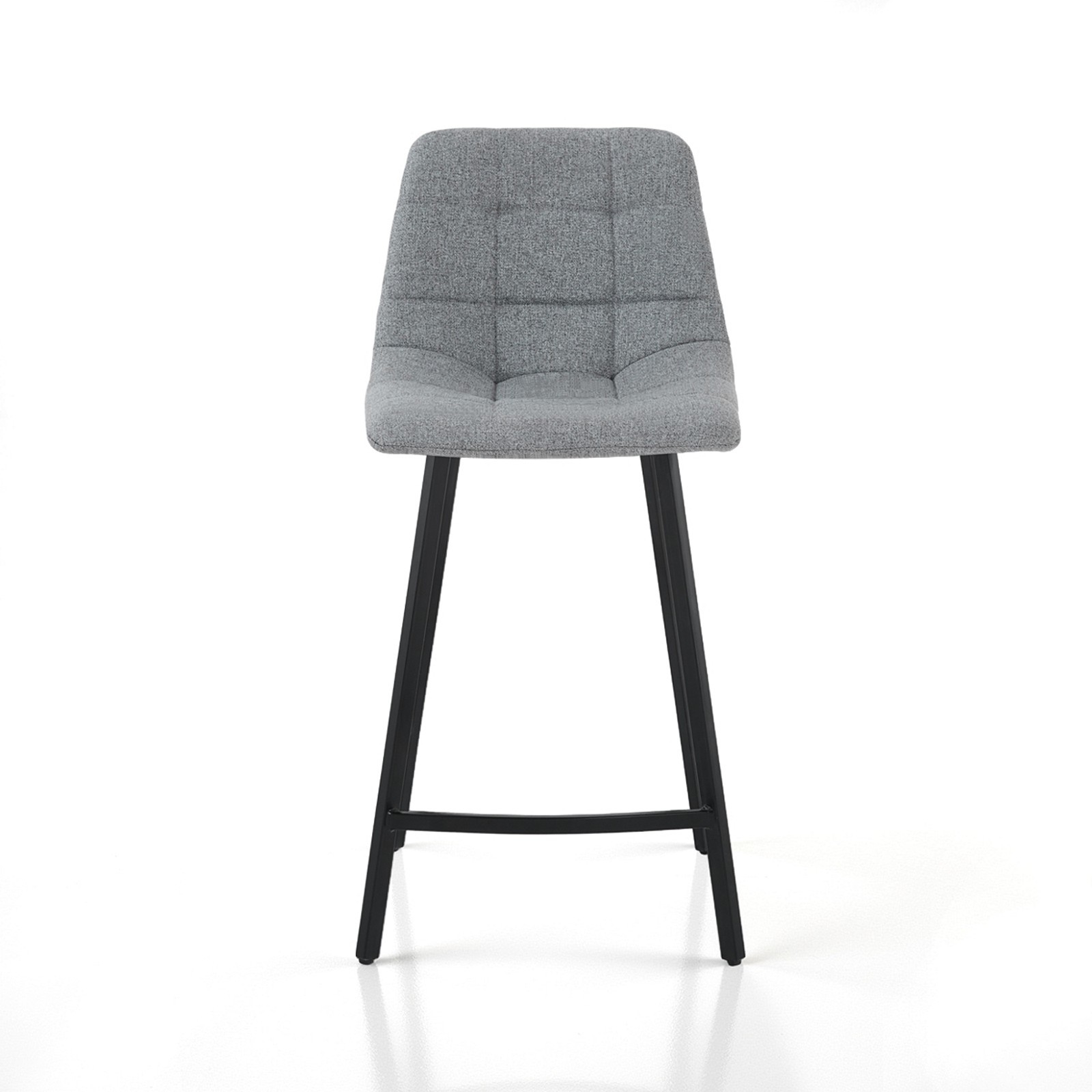 Sgabello imbottito NEW UNITY  HOME tessuto di colore Grigio gambe acciaio Nero opaco L43 P48 H90