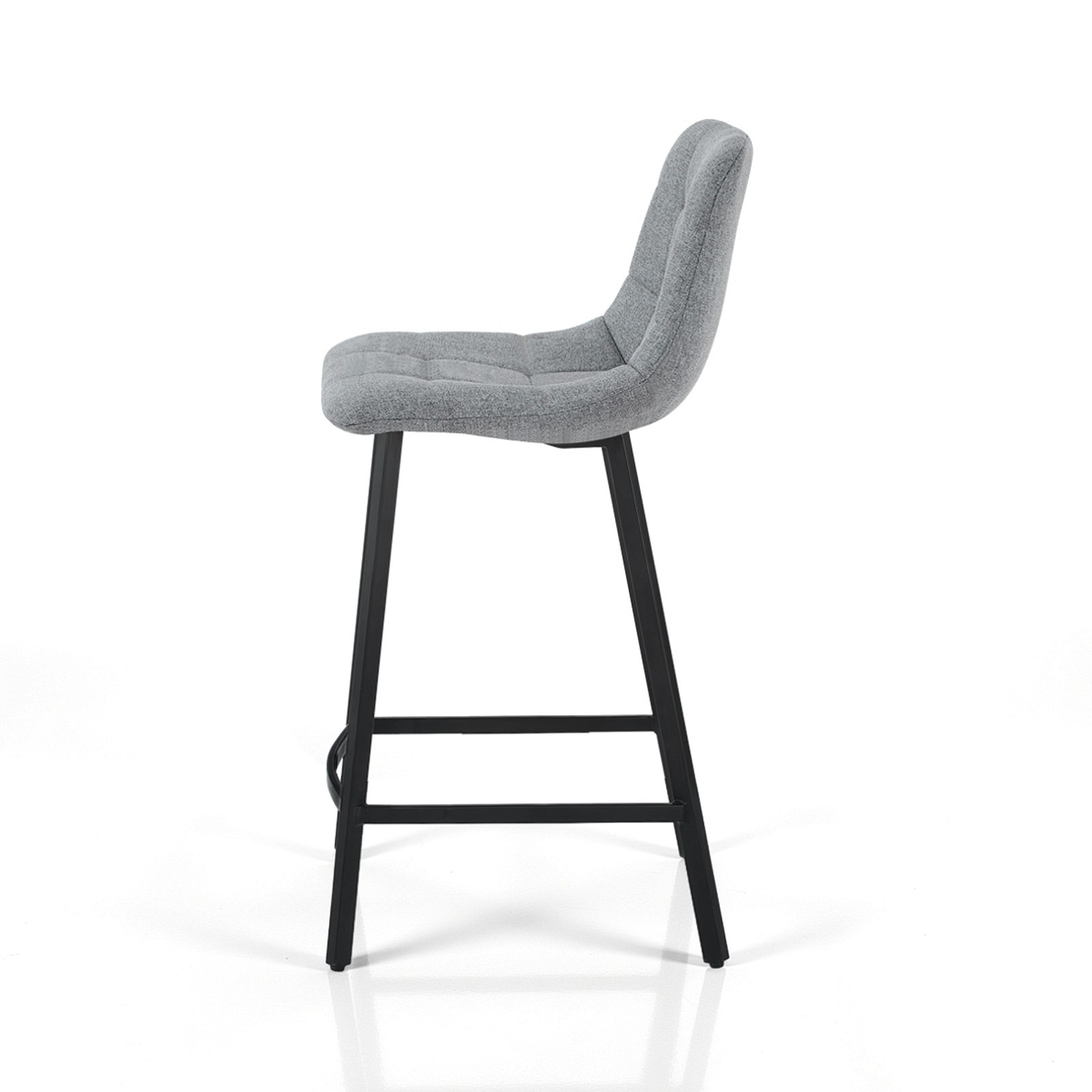 Sgabello imbottito NEW UNITY  HOME tessuto di colore Grigio gambe acciaio Nero opaco L43 P48 H90