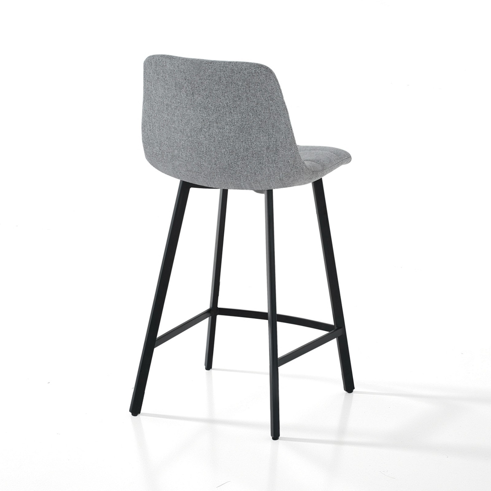Sgabello imbottito NEW UNITY  HOME tessuto di colore Grigio gambe acciaio Nero opaco L43 P48 H90