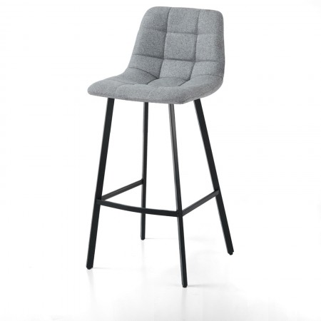 Sgabello imbottito NEW UNITY  HOME tessuto di colore Grigio gambe acciaio Nero opaco L43 P48 H100