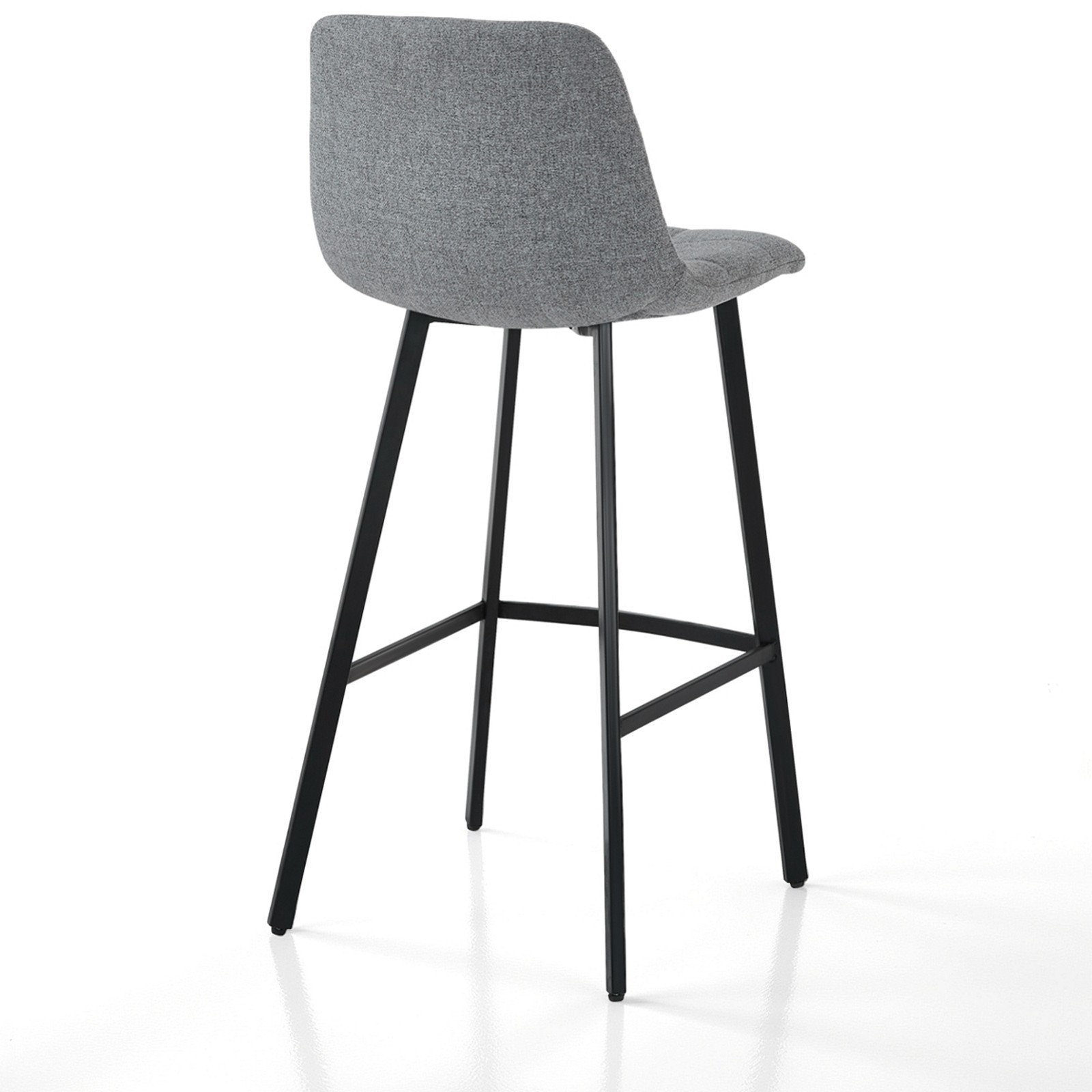 Sgabello imbottito NEW UNITY  HOME tessuto di colore Grigio gambe acciaio Nero opaco L43 P48 H100