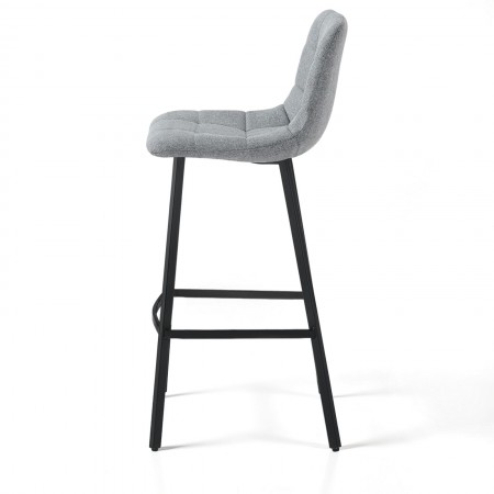 Sgabello imbottito NEW UNITY  HOME tessuto di colore Grigio gambe acciaio Nero opaco L43 P48 H100