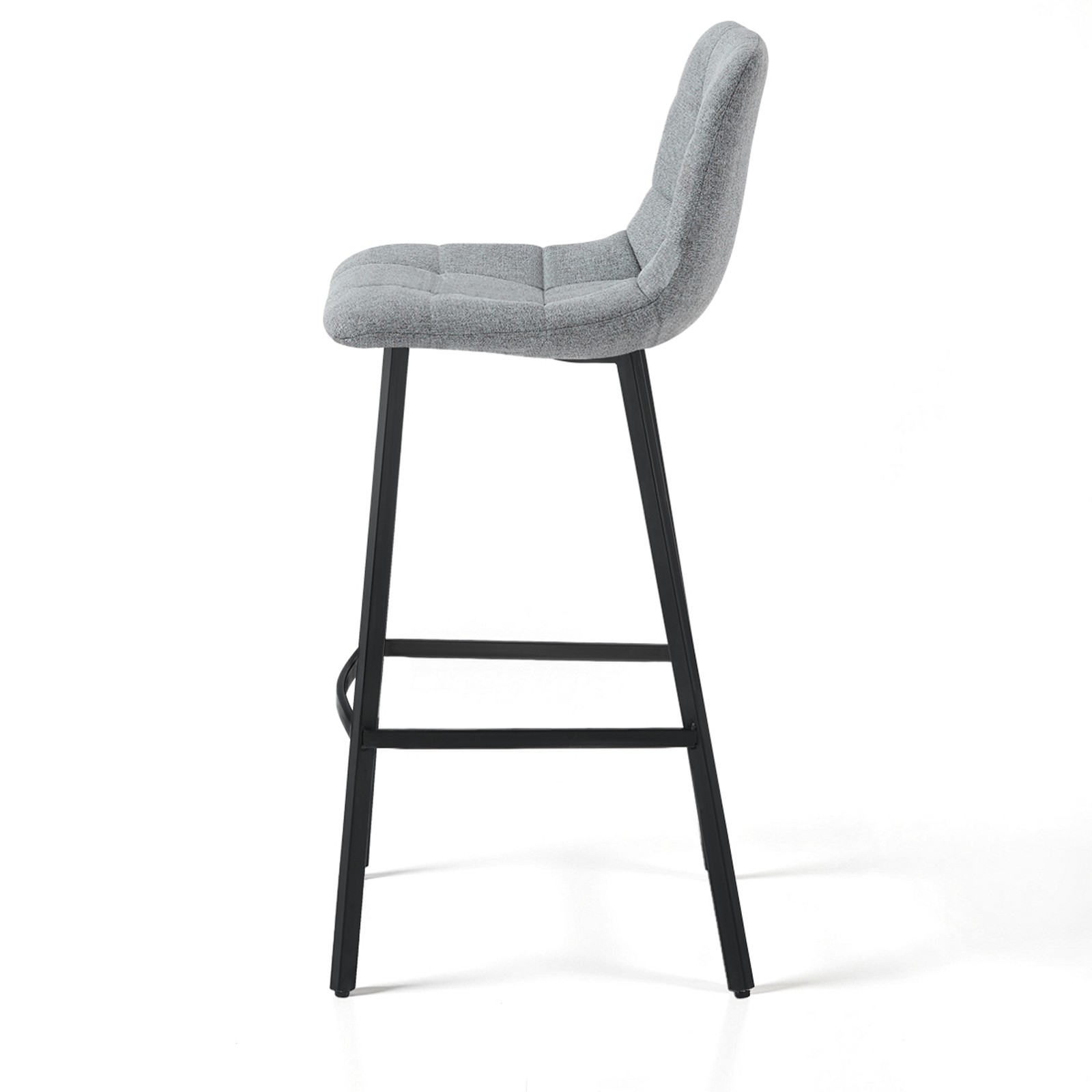 Sgabello imbottito NEW UNITY  HOME tessuto di colore Grigio gambe acciaio Nero opaco L43 P48 H100