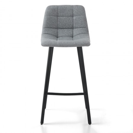 Sgabello imbottito NEW UNITY  HOME tessuto di colore Grigio gambe acciaio Nero opaco L43 P48 H100