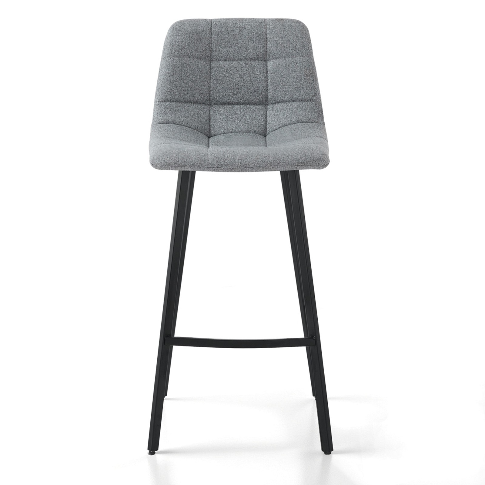 Sgabello imbottito NEW UNITY  HOME tessuto di colore Grigio gambe acciaio Nero opaco L43 P48 H100