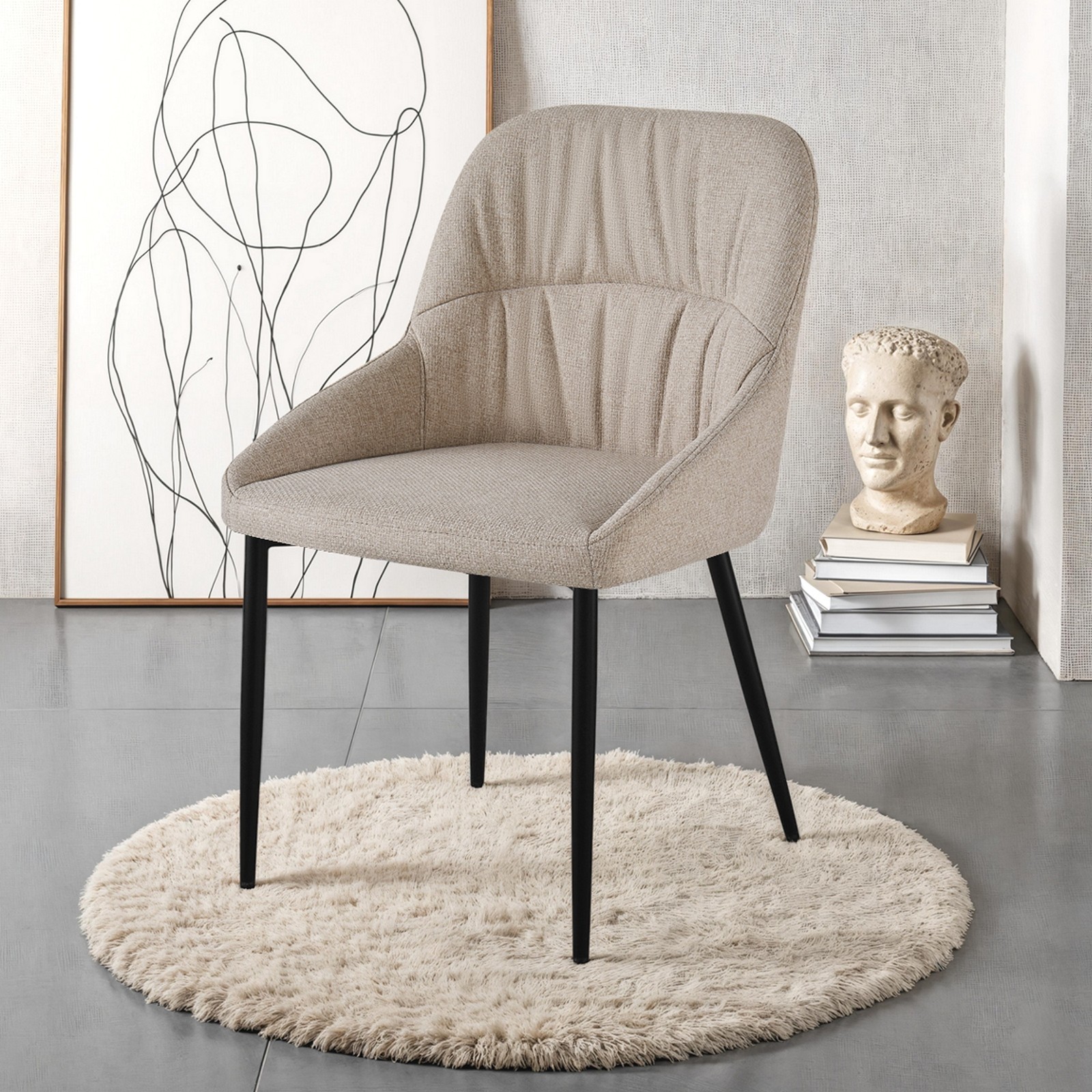 Sedia CLARA BEIGE tessuto BEIGE tessuto EASY CLEAN H85 L50  P57