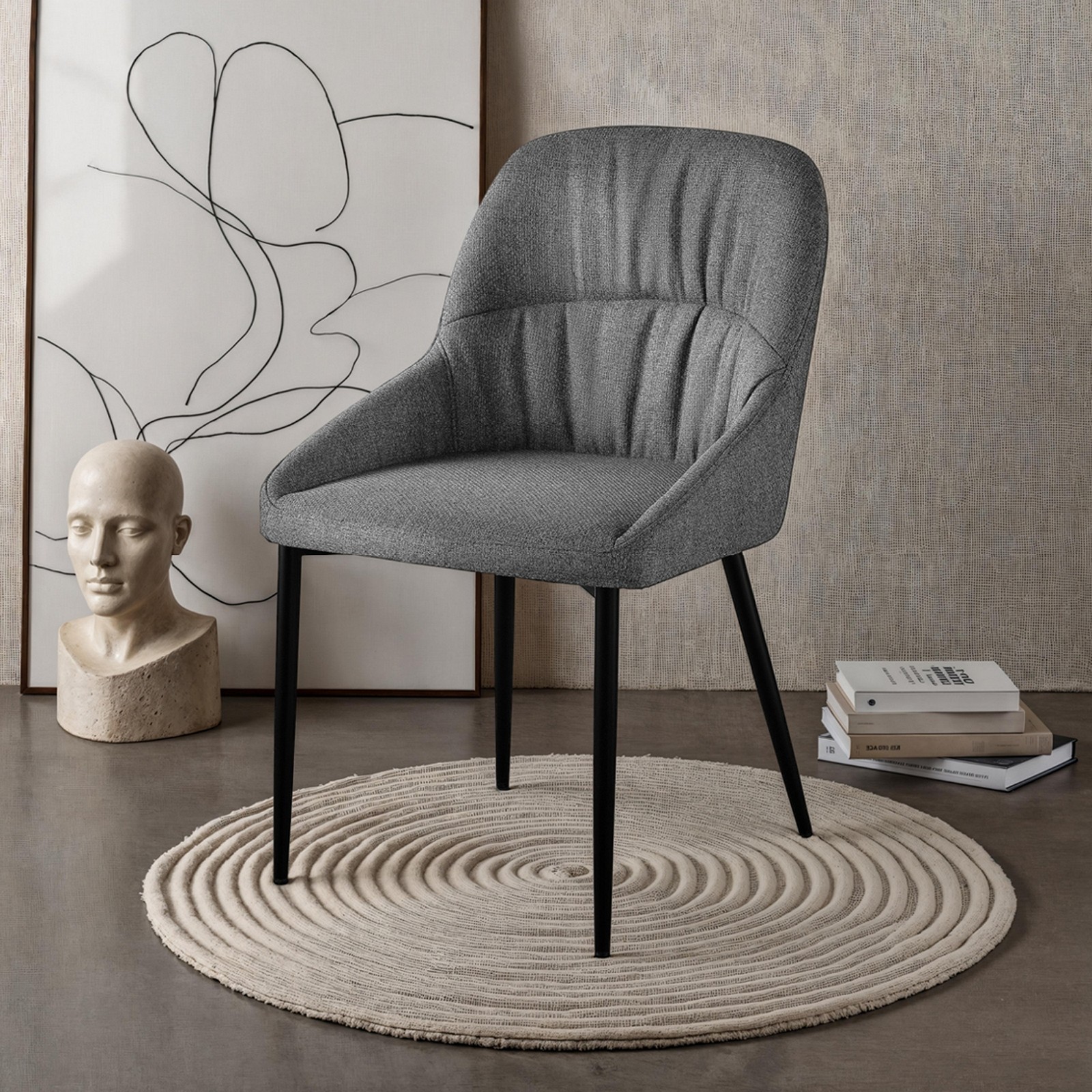 Sedia CLARA GRIGIA tessuto GRIGIO tessuto EASY CLEAN H85 L50  P57