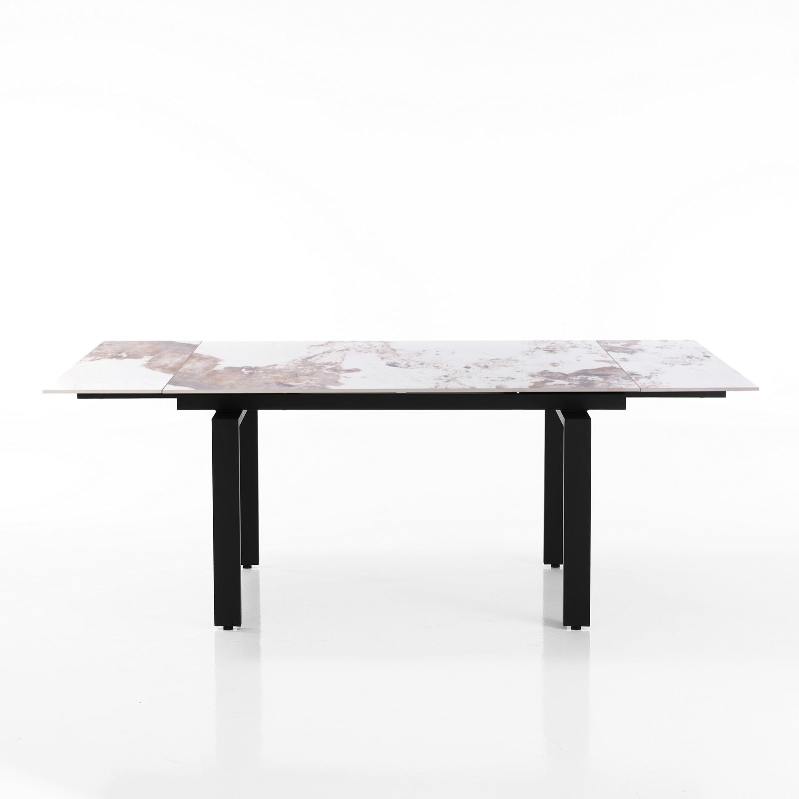 Tavolo allungabile IGOR MARMO ONICE basamento acciaio Nero opaco piano ceramica finitura Marmo Onice lucido  H76 P90 L140-200