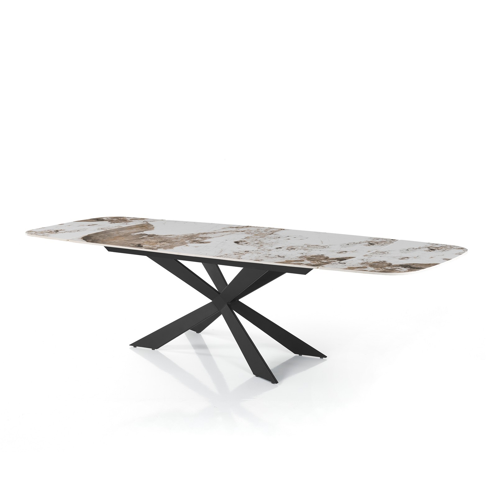Tavolo allungabile ovale ELMO EVO 120 NERO MARMO ONICE basamento acciaio piano ceramica finitura Marmo H75,5 P80 L120-150-180