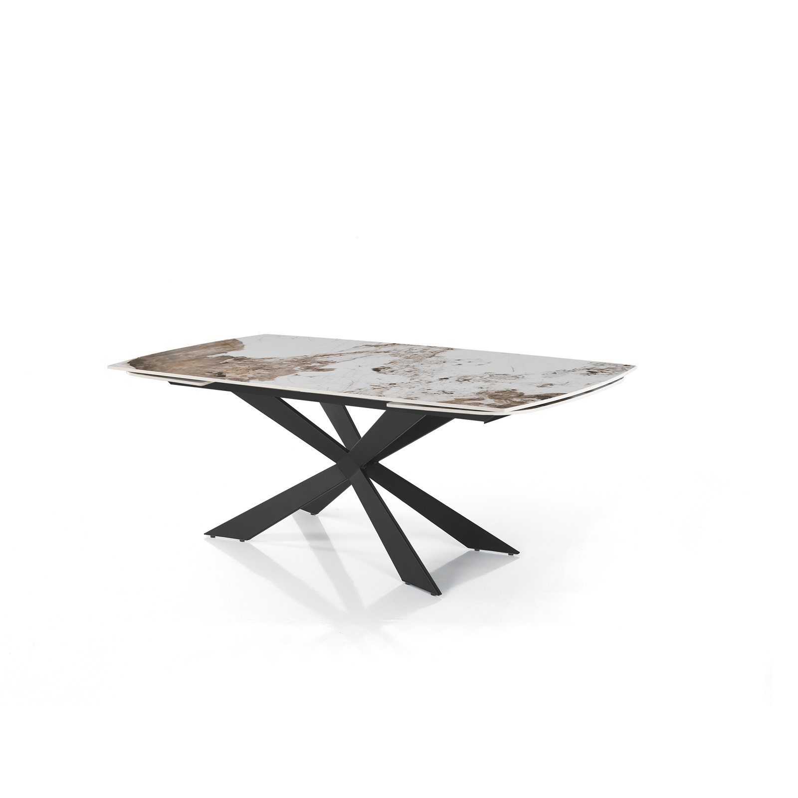 Tavolo allungabile ovale ELMO EVO 120 NERO MARMO ONICE basamento acciaio piano ceramica finitura Marmo H75,5 P80 L120-150-180