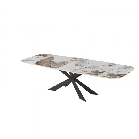 Tavolo allungabile ovale ELMO EVO 120 NERO MARMO ONICE basamento acciaio piano ceramica finitura Marmo H75,5 P80 L120-150-180