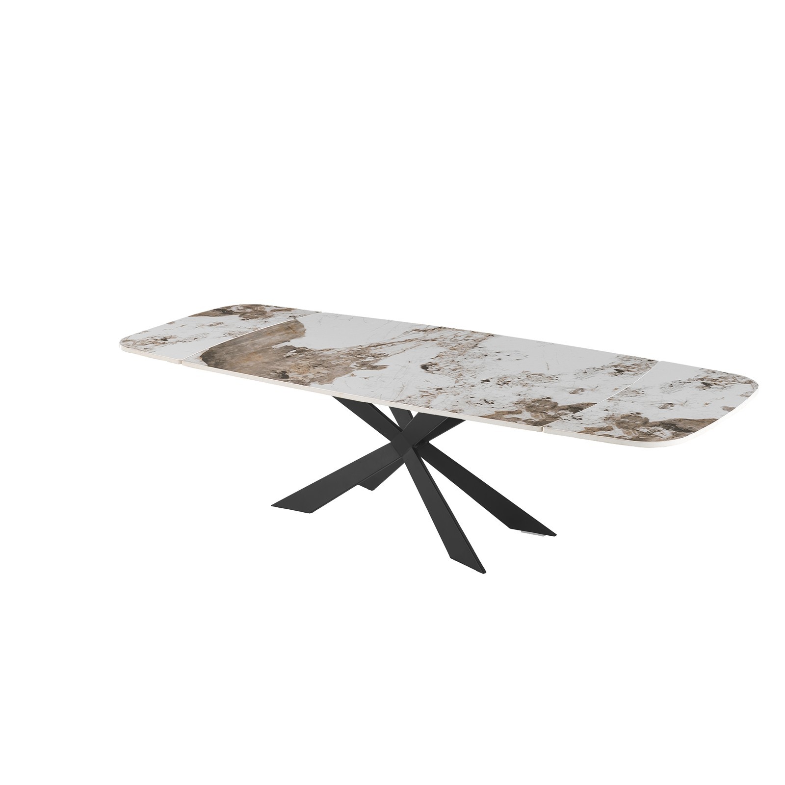 Tavolo allungabile ovale ELMO EVO 120 NERO MARMO ONICE basamento acciaio piano ceramica finitura Marmo H75,5 P80 L120-150-180