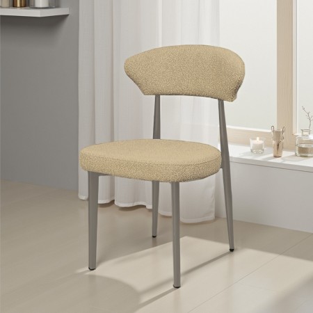 Sedia FRANCA BEIGE PLATINO metallo verniciato Platino opaco rivestita tessuto colore Beige H81 L48 P57 cm