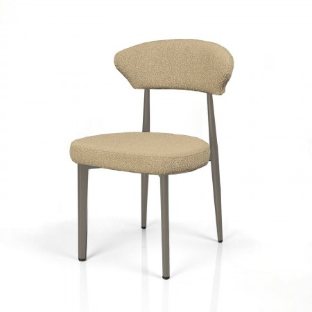 Sedia FRANCA BEIGE PLATINO metallo verniciato Platino opaco rivestita tessuto colore Beige H81 L48 P57 cm