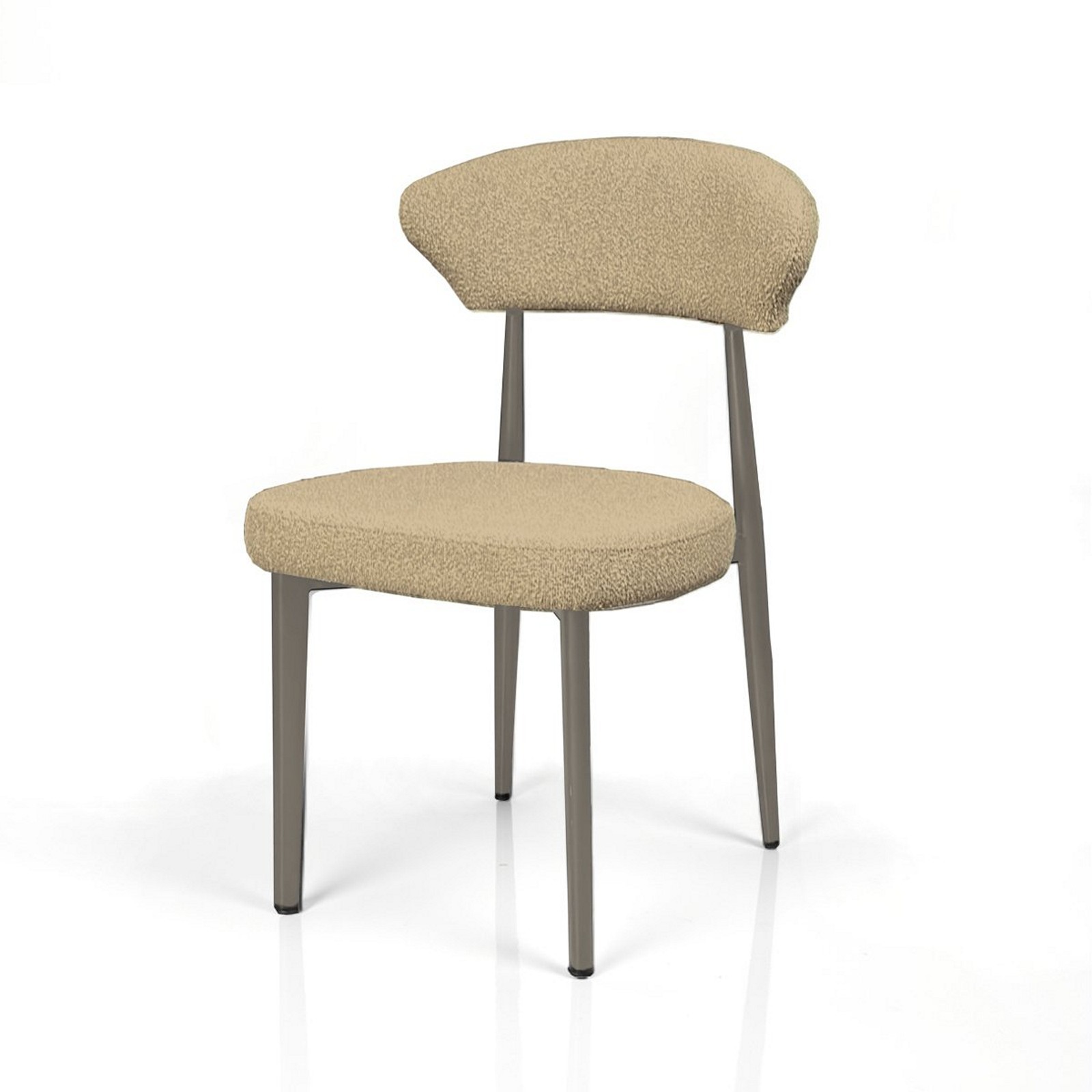 Sedia FRANCA BEIGE PLATINO metallo verniciato Platino opaco rivestita tessuto colore Beige H81 L48 P57 cm