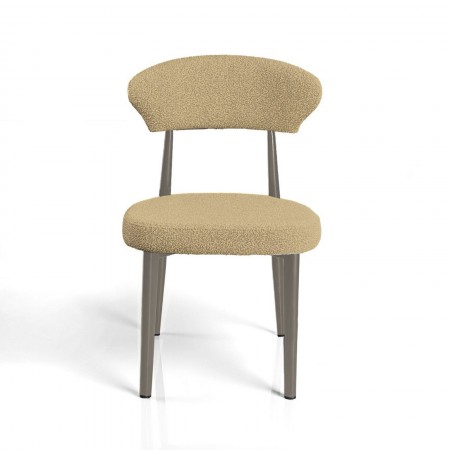 Sedia FRANCA BEIGE PLATINO metallo verniciato Platino opaco rivestita tessuto colore Beige H81 L48 P57 cm