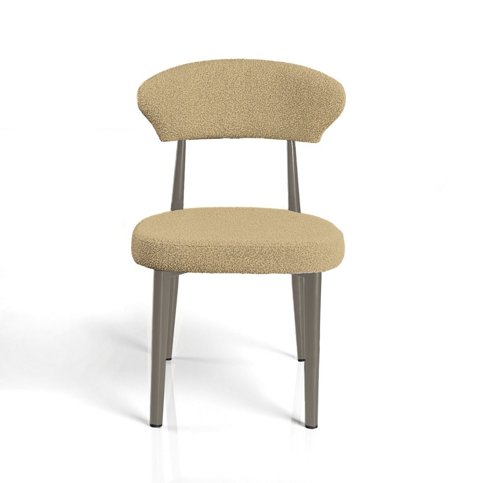 Sedia FRANCA BEIGE PLATINO metallo verniciato Platino opaco rivestita tessuto colore Beige H81 L48 P57 cm