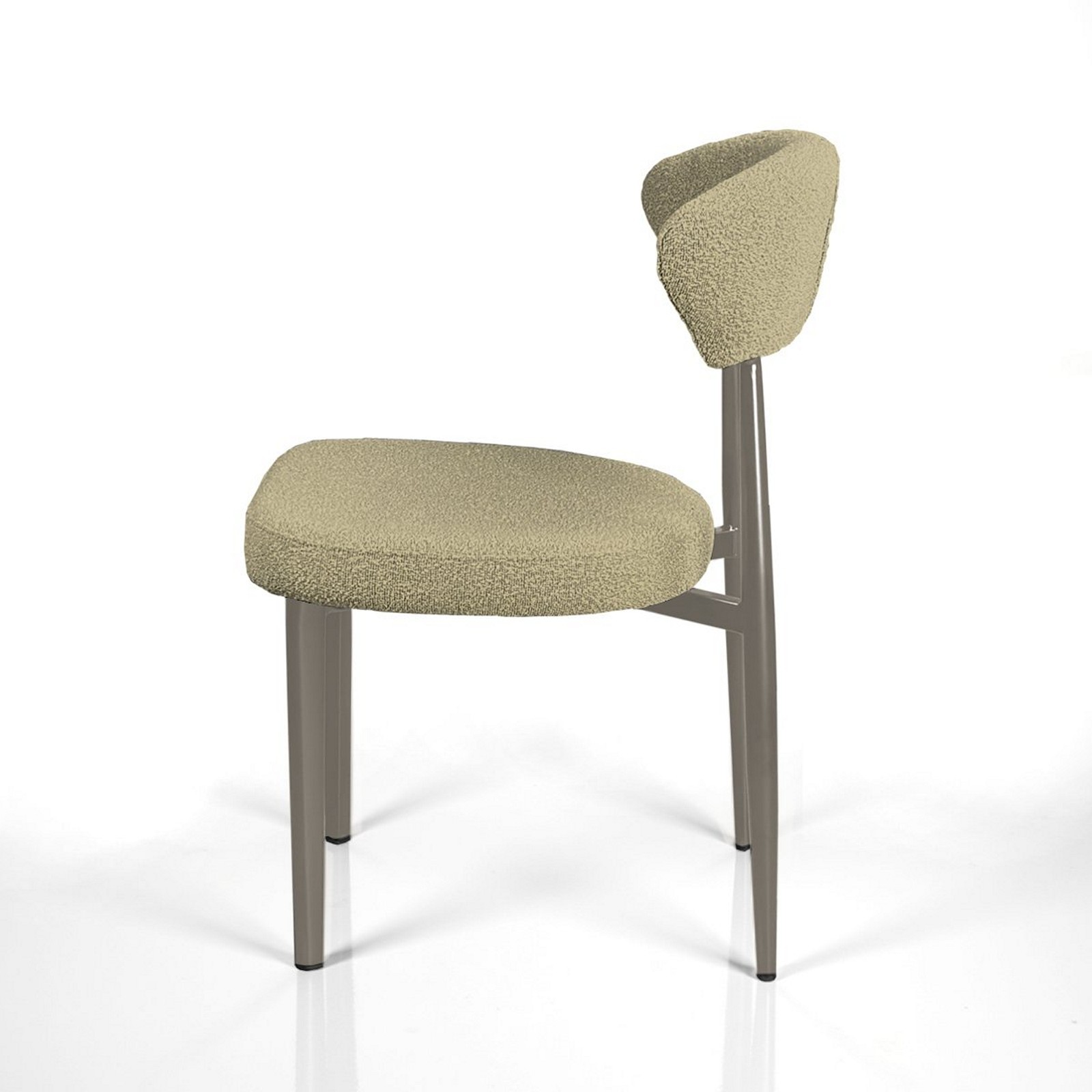 Sedia FRANCA BEIGE PLATINO metallo verniciato Platino opaco rivestita tessuto colore Beige H81 L48 P57 cm