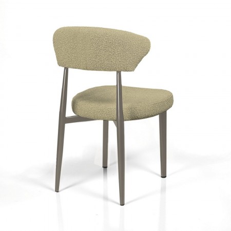 Sedia FRANCA BEIGE PLATINO metallo verniciato Platino opaco rivestita tessuto colore Beige H81 L48 P57 cm