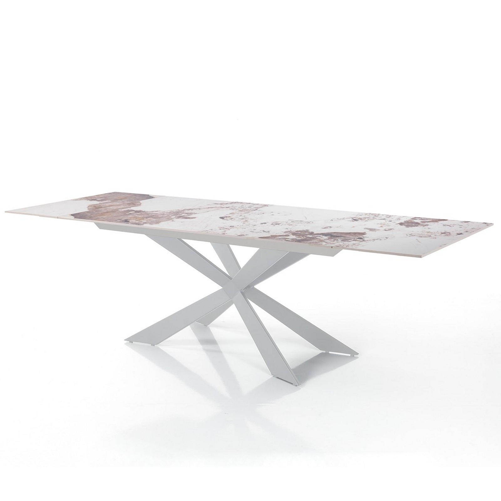 Tavolo allungabile ELMO EVO 160 BIANCO MARMO ONICE basamento metallo Bianco piano ceramica finitura Marmo H75 P90 L160-200-240