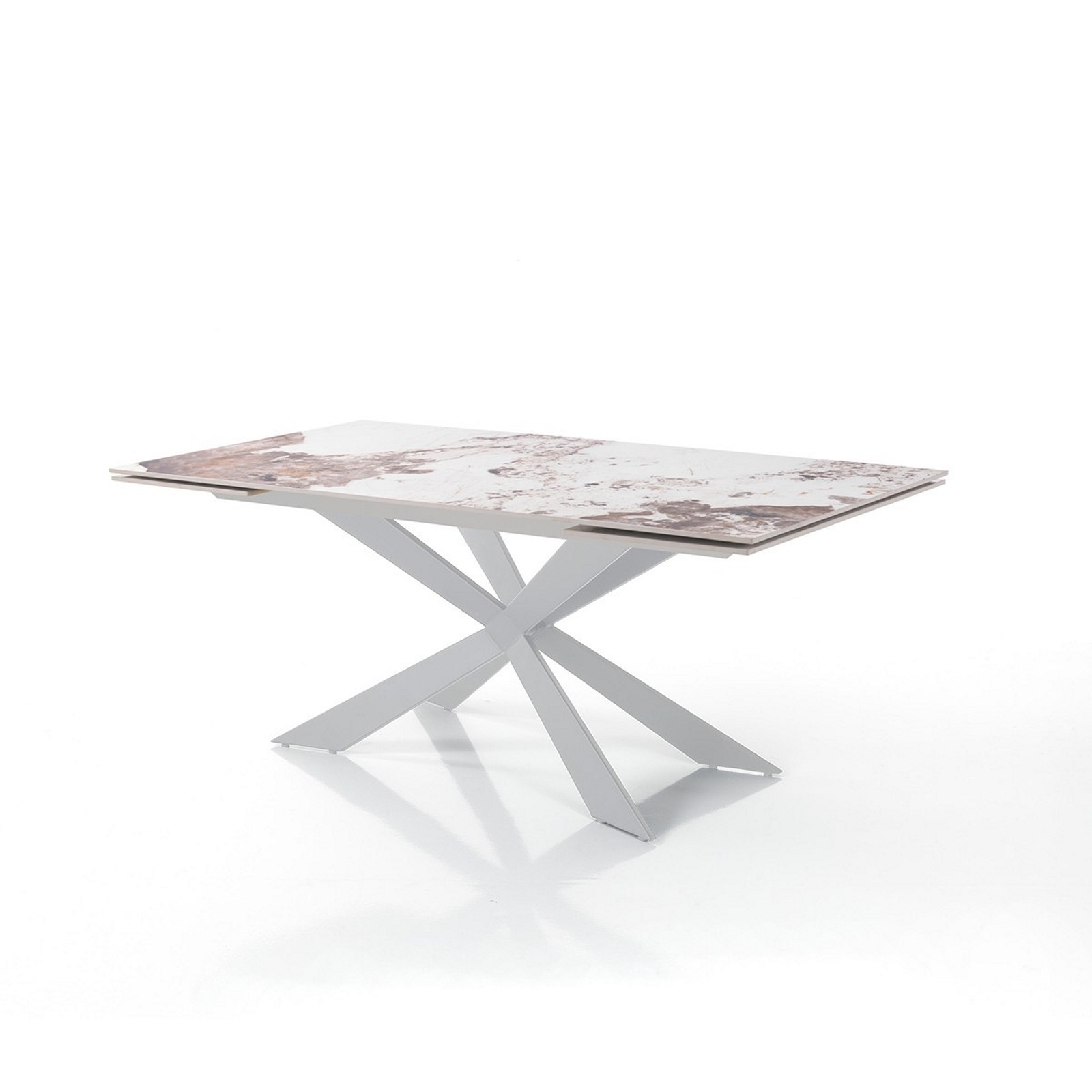 Tavolo allungabile ELMO EVO 160 BIANCO MARMO ONICE basamento metallo Bianco piano ceramica finitura Marmo H75 P90 L160-200-240