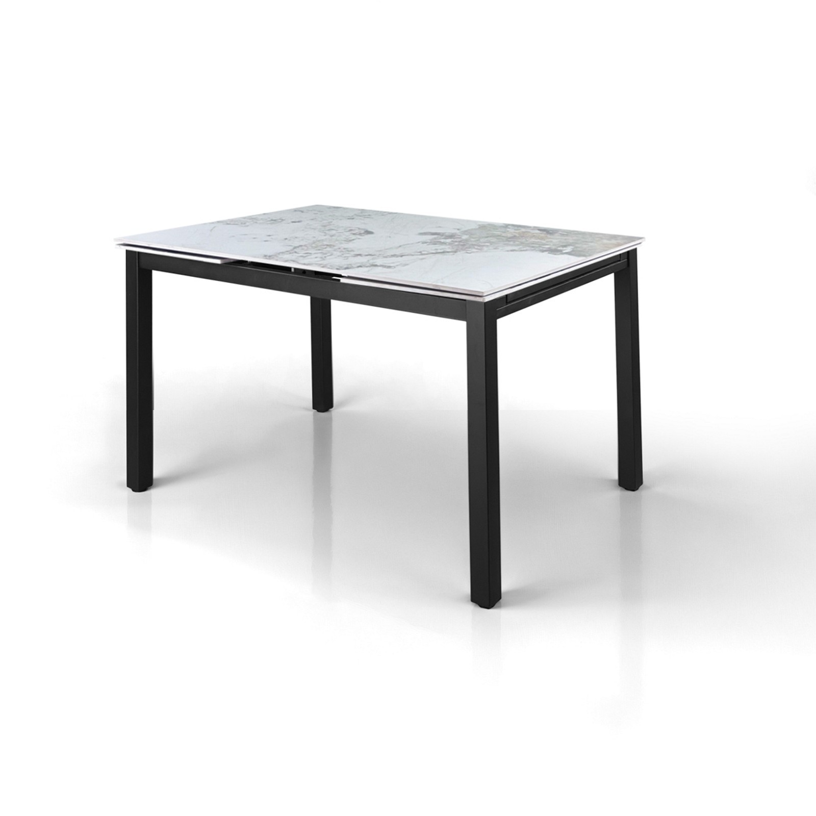 Tavolo allungabile FOX NERO MARMO ONICE basamento metallo Nero piano ceramica finitura Marmo Onice lucido H76 P80 L120-160-200