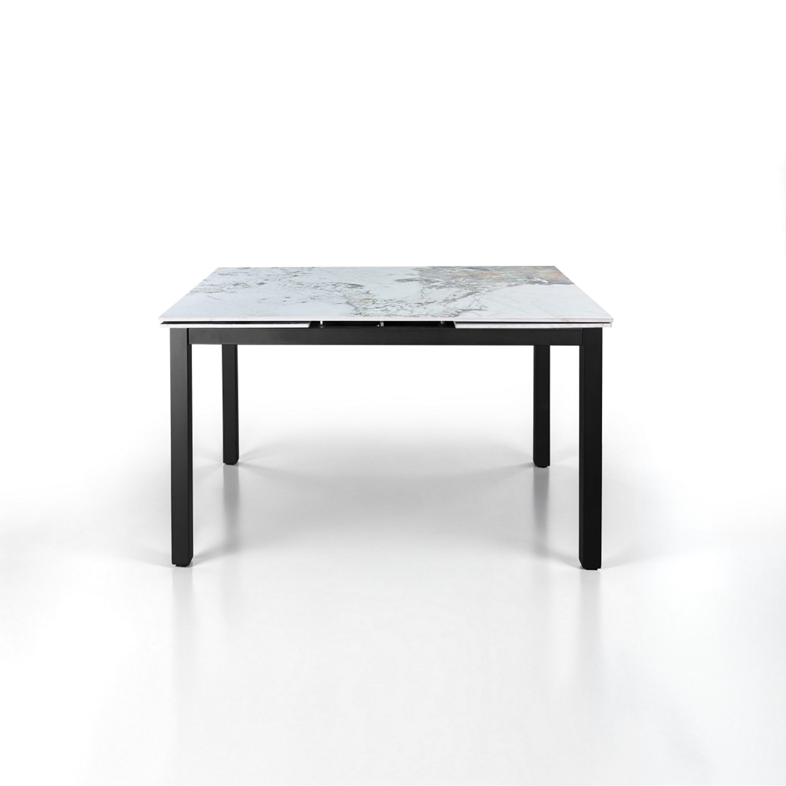 Tavolo allungabile FOX NERO MARMO ONICE basamento metallo Nero piano ceramica finitura Marmo Onice lucido H76 P80 L120-160-200