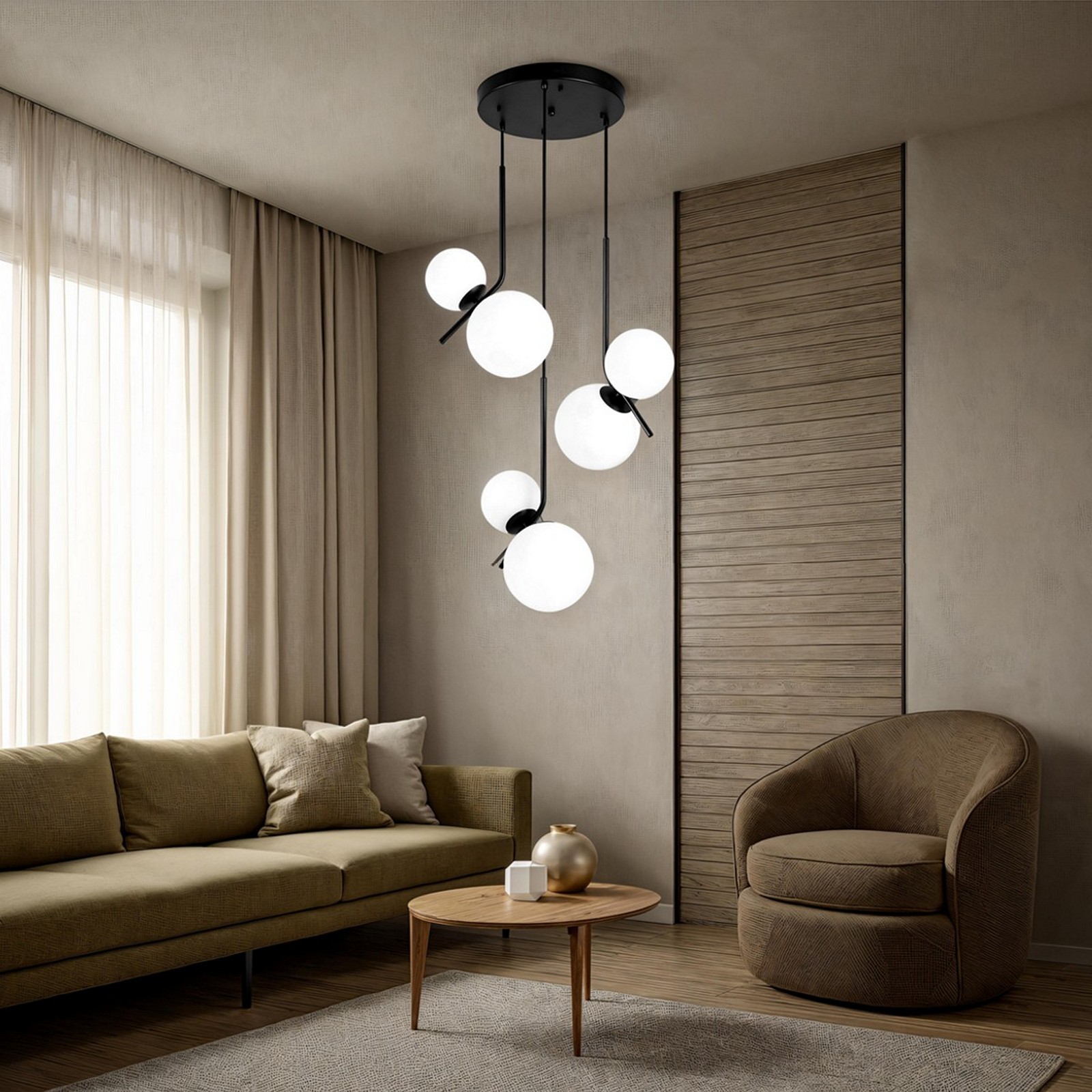Lampadario KARLA BIG vetro Bianco opaco metallo colore Nero opaco H150 Ø50
