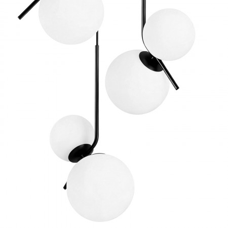 Lampadario KARLA BIG vetro Bianco opaco metallo colore Nero opaco H150 Ø50