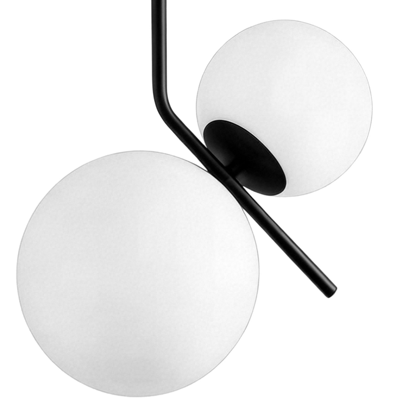 Lampadario KARLA vetro Bianco opaco  metallo colore Nero opaco cm H150 L20 P27