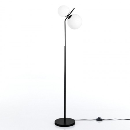Lampada da terra KARLA struttura metallo Nero opaco paralumi vetro bianco opaco cm Ø29 H154