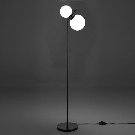 Lampada da terra KARLA struttura metallo Nero opaco paralumi vetro bianco opaco cm Ø29 H154