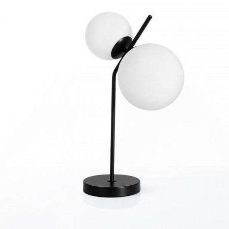 Lampada da tavolo KARLA struttura metallo Nero opaco  paralumi vetro bianco opaco cm L33 P20 H54